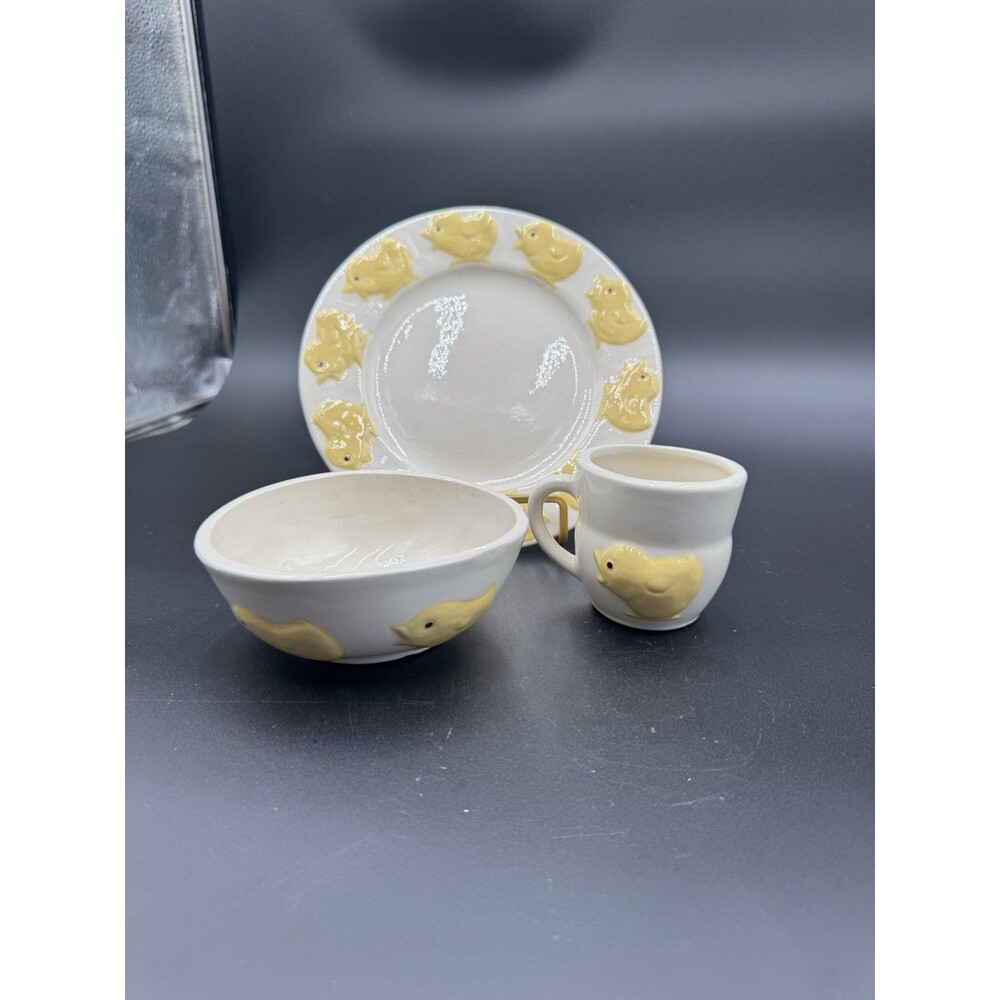 Vintage Goebel Lil Chicks Children's Eating Feeding Set Cup Plate and Bowl